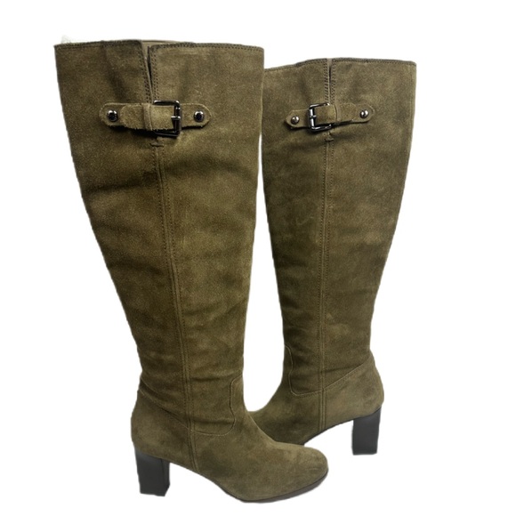 Michael Kors/ Burke/Olive/ Genuine Suede Knee High Boots - Picture 3 of 16